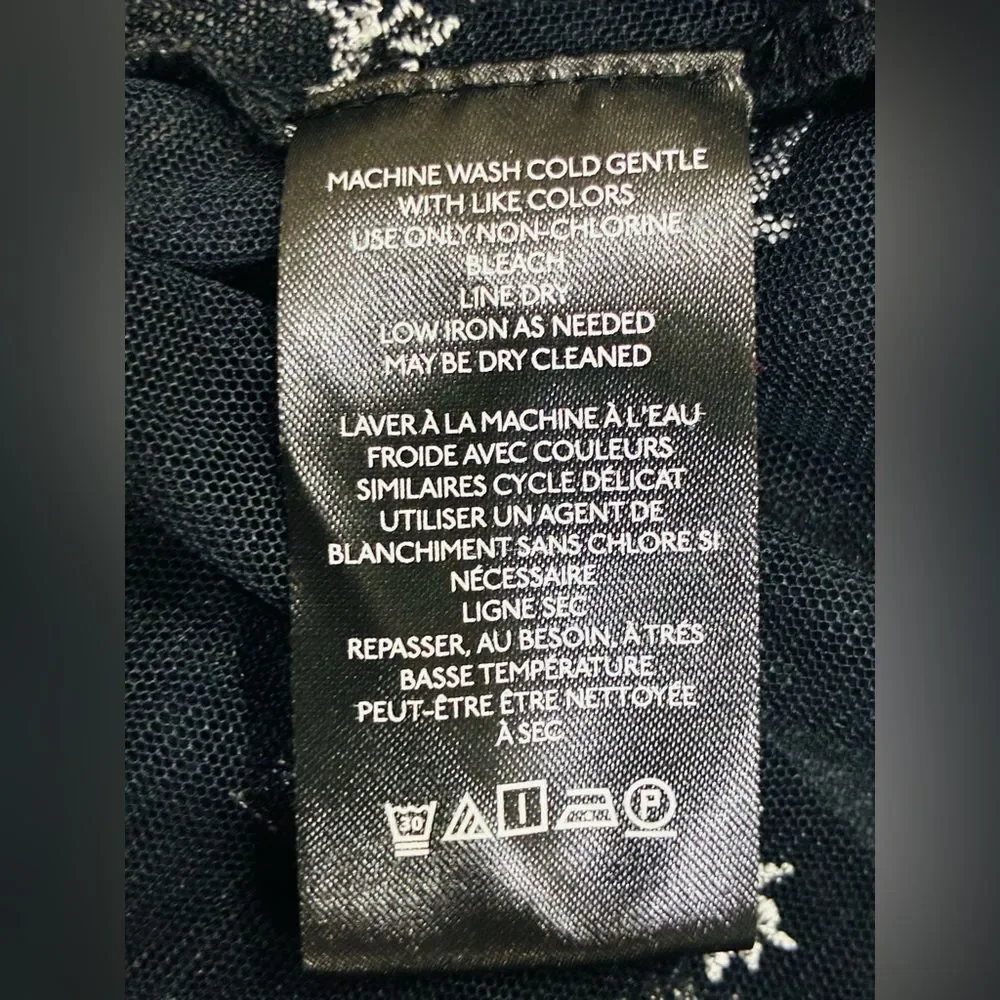 Free People Black Sheer Lace Embroidered Floral Tunic Top XS Boho Goth Festival - Picture 11 of 12